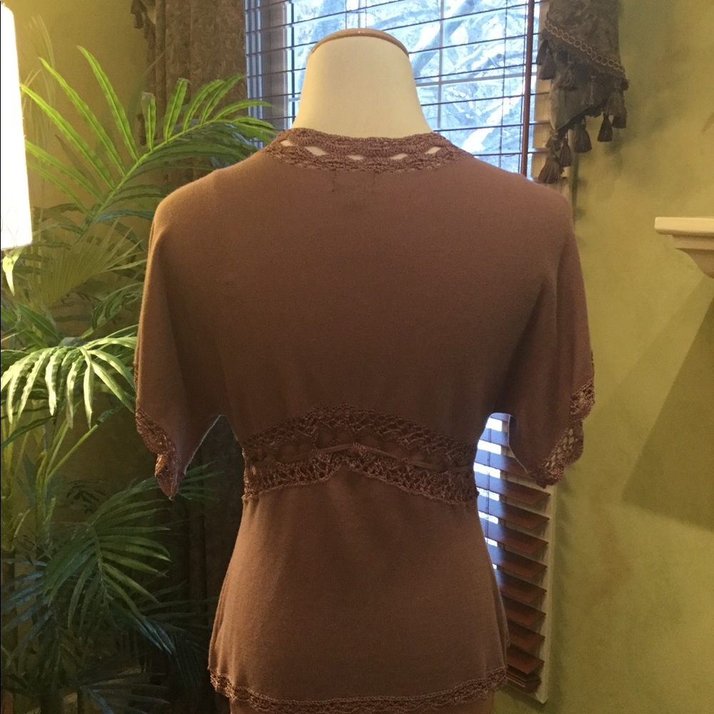 Front Tie Sweater with Crochet Trim - Picture 7 of 8